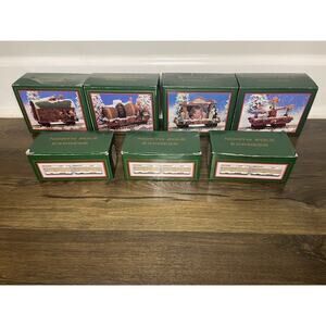World Bazaar North Pole Express Ceramic Train Set 7 Piece Christmas '94 -'95 VTG
